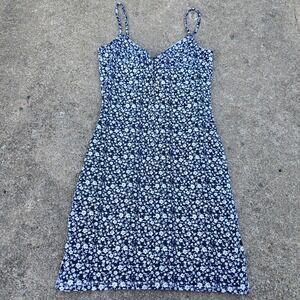 Windsor Blue White Floral Dress Womens Large Bodycon Sleeveless‎ Party Cocktail